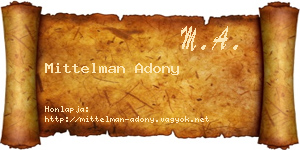 Mittelman Adony névjegykártya